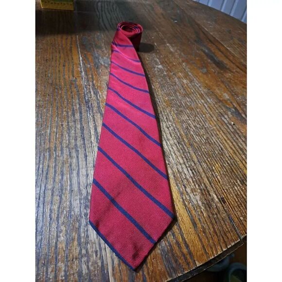 Robert Talbott Other - H Stockton Atlanta Robert Talbott Red Blue Stripe Hand Sewn Finest Silk Neck Tie